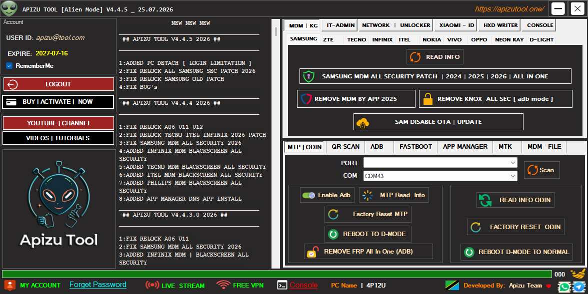 APIZU MDM TOOL PRO Rent { Time: 4 Hours }